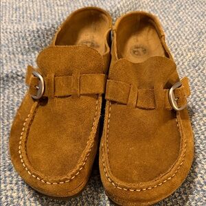 Birkenstock Women's Brown Suede Buckle Clogs